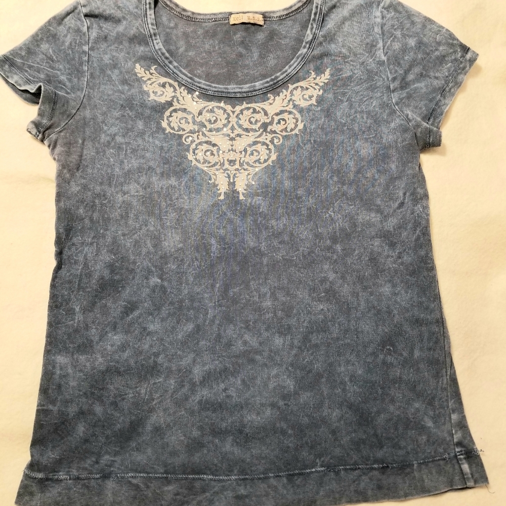 x.e.i.t. USA Navy Tie Dyed Short Sleeve Tee Size L